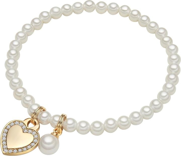 Lulu & Jane Herz Messing Zirkonia Muschelkernperle gelbgold 17,0 cm - 33440 (17 cm, Messing)