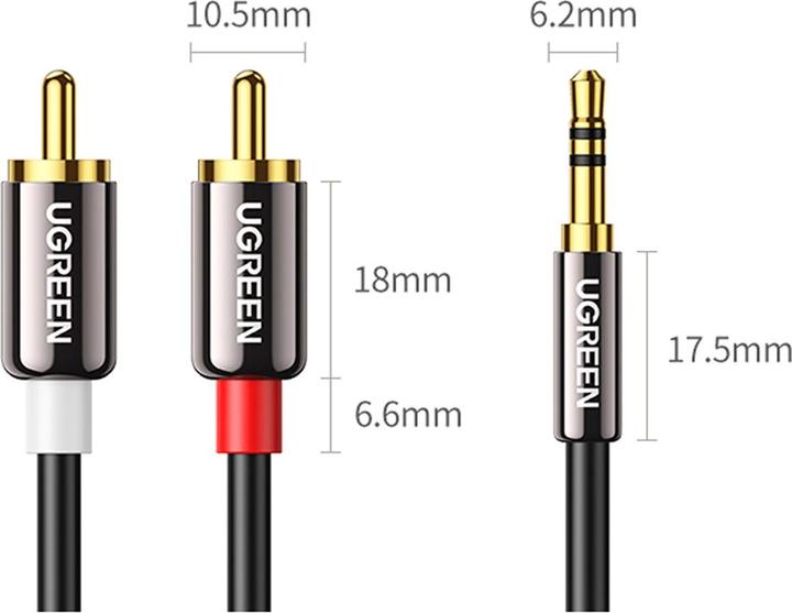Produktbild Ugreen 2x RCA – 3.5mm Klinke (2 m, Cinch, 3.5mm Klinke (AUX))