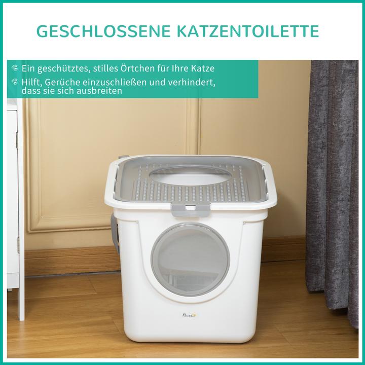 Actual product image PawHut Cat litter tray with scoop (Cat litter box closed)