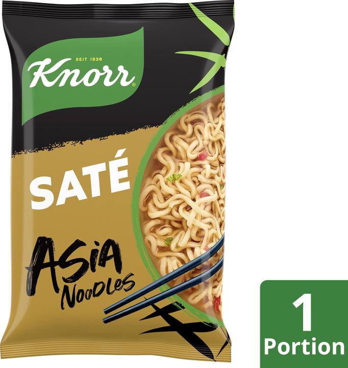 Produktbild Knorr Asia Noodles Saté Beutel, Asiatisch Instant Nudeln Snack, in nur 3 Minuten zubereitet (69 g)
