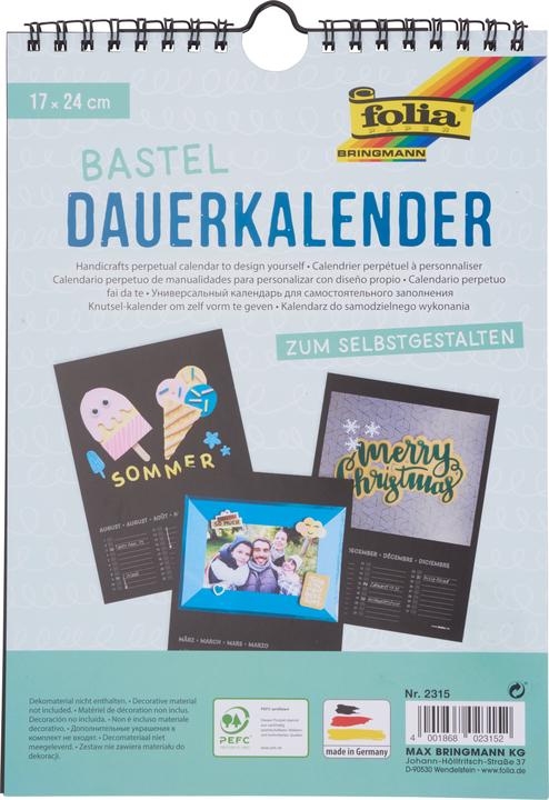 Produktbild Folia Dauerkalender klein schwarz (Spezial, Deutsch)