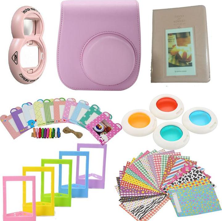 JTI Accessory set for Fujifilm Instax Mini 8/9 - Light pink (Camera shoulder bag)