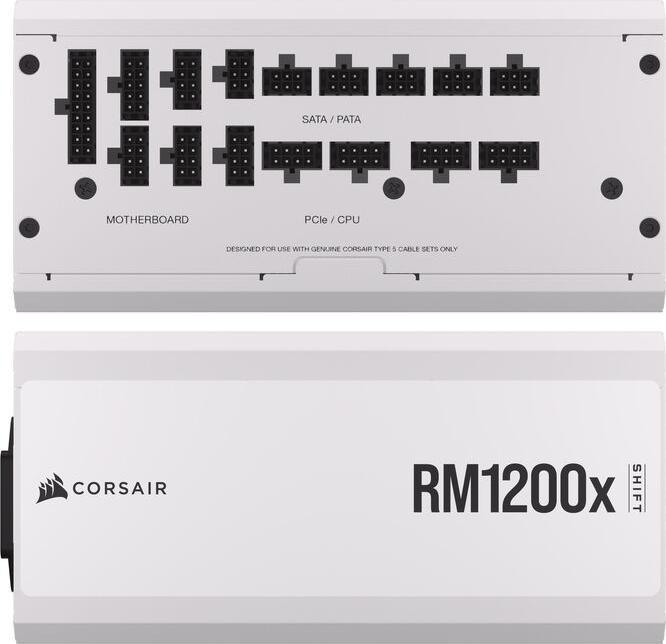 Produktbild Corsair RMx Shift White Series, RM1200x Shift White, 1200 Watt, 80 PLUS GOLD Certified, Fully Modular Power (1200 W)