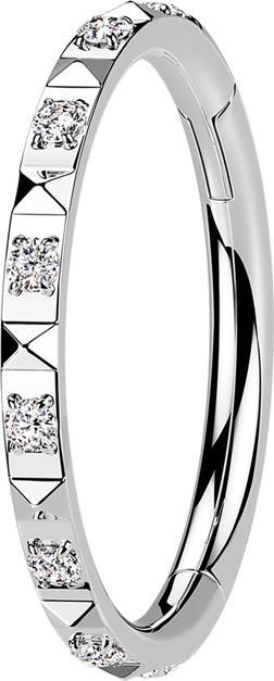 Star Piercing Micro Segmentring klappbar silber seitlich Pyramiden und Kristalle silber (ohne Messing, Chirurgenstahl 316L)