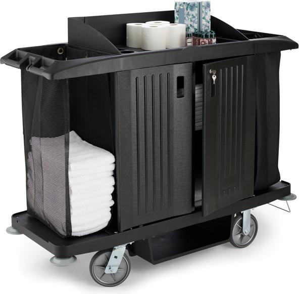 Produktbild Rubbermaid Hotelwagen gross Schwarz aus Kunststoff mit Beutelhalter (1 Stk.)