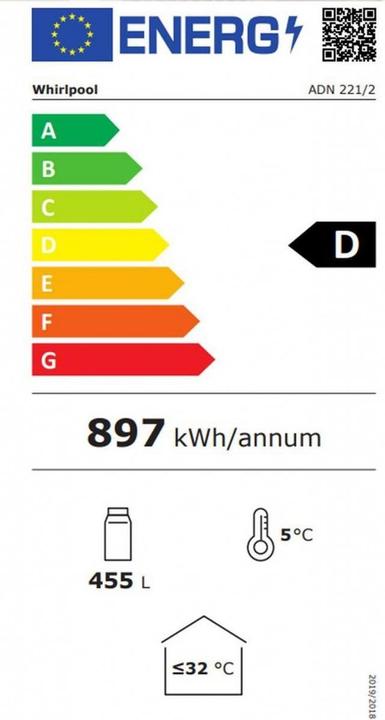 Energy Label Whirlpool Refrigerator ADN 221/2 (455 l)