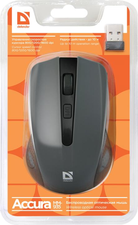 Produktbild Defender MM-935 Maus Beidhändig RF Wireless Optisch 1600 DPI (Kabellos)