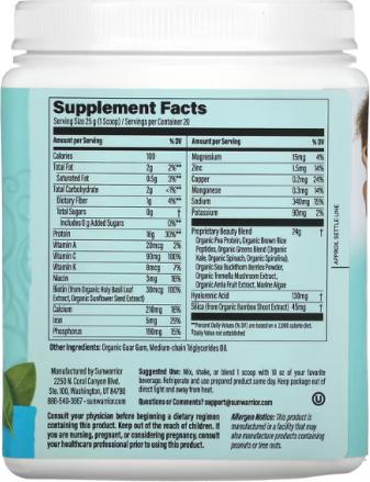 Nährwerte und Zutaten Sunwarrior Collagen Building Protein Peptides Natural (1 Stück, Pulver, 500 g)