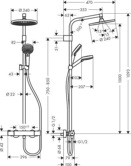 Image du produit hansgrohe SHOWERPIPE HG CROMETTA S 240 26781000