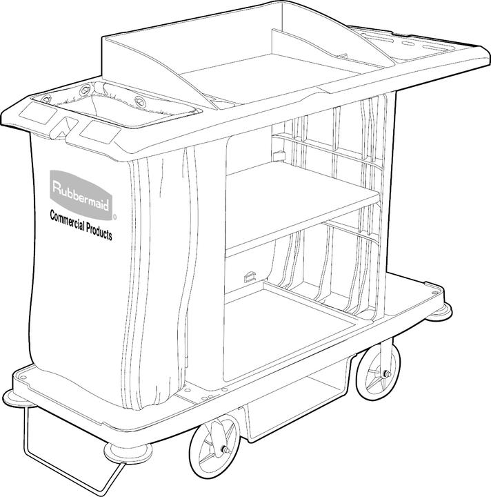 Produktbild Rubbermaid Hotelwagen gross Schwarz aus Kunststoff mit Beutelhalter (1 Stk.)