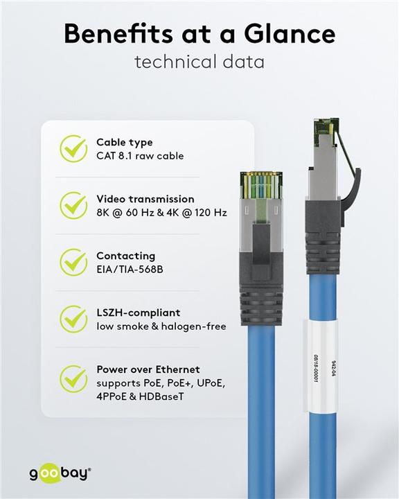 Actual product image Goobay Network cable (S/FTP, CAT8.1, 1 m)