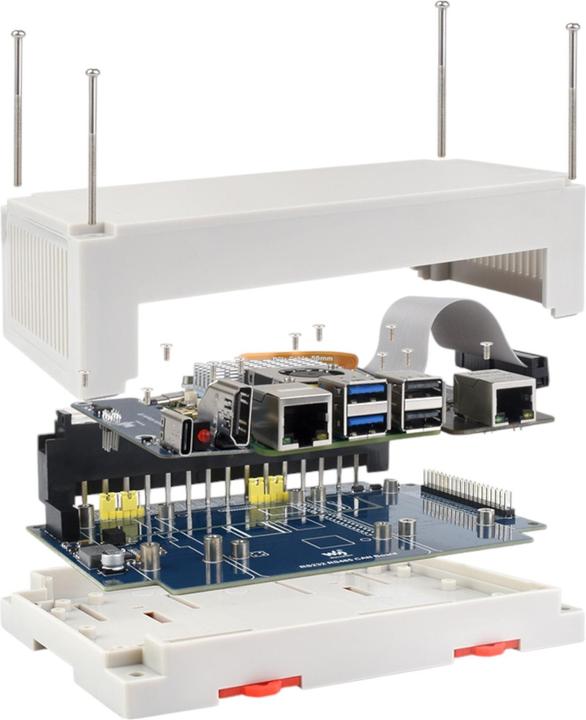 Actual product image WaveShare RS232 / RS485 / CAN board and housing for Raspberry Pi 5 / 4B