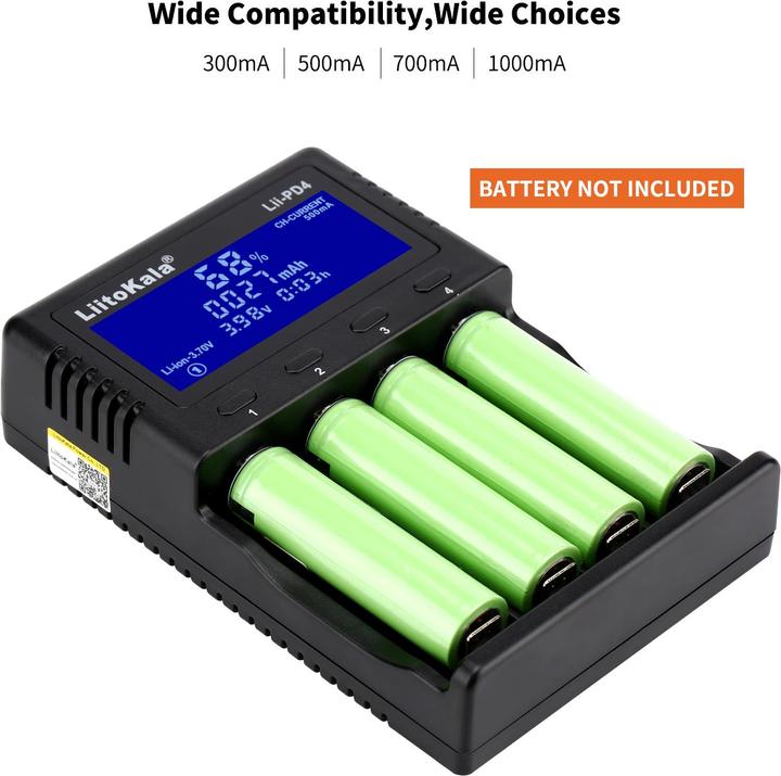 Immagine prodotto Swaytronic Caricabatterie agli ioni di litio Lii-PD4 (1 pz., Caricabatterie senza batteria)