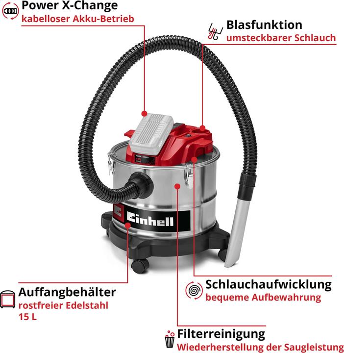 Immagine prodotto Einhell TE-AV 18/15 Li C Power X-Change (Aspirapolvere cenere)