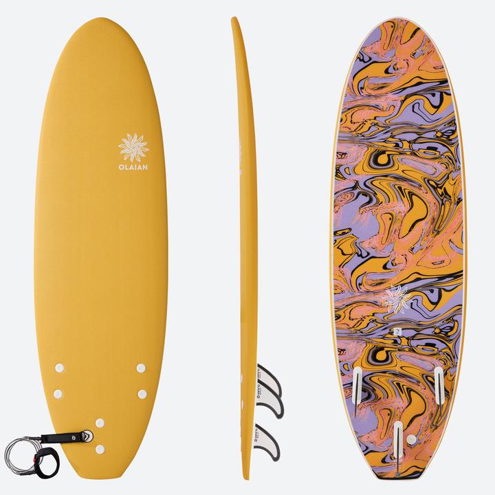 Olaian Mousse pour planche de surf enfants et adultes 6' - 500 Soft jaune