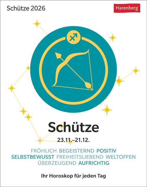 Immagine prodotto Harenberg Schütze Sternzeichenkalender 2026 - Tagesabreisskalender - Ihr Horoskop für jeden Tag (11 x 14 cm, Tedesco)