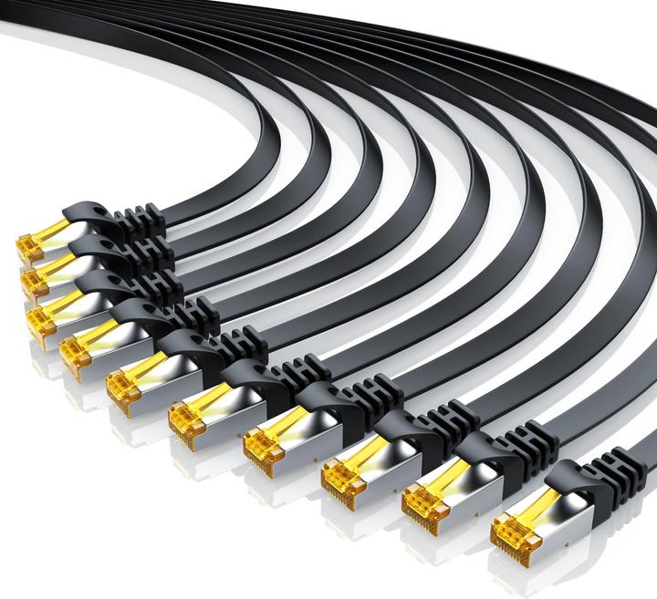 Primewire CAT.7 Netzwerkkabel flach - Ethernet Gigabit Lan Kabel RJ45 - Patchkabel - komp. CAT.5 CAT.6 CAT.8 (U/FTP, CAT7, 1 m)