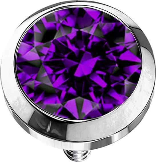 Star Piercing Dermal Anchor silber mit Kristall violett (ohne Messing, Chirurgenstahl 316L)