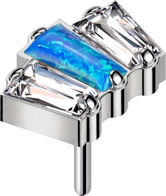 Immagine prodotto Star Piercing Tre baquette in argento senza fili, due con cristalli d'argento e una con cristalli blu opale (Titanio G23, senza ottone)