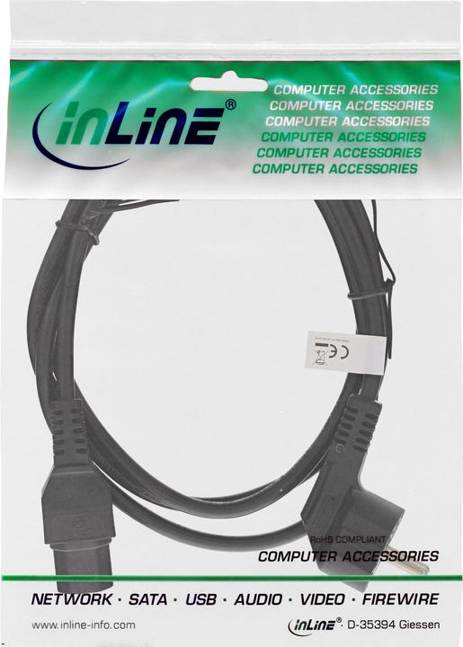 Actual product image InLine Mains cable Schuko plug angled to hot appliance plug C15 black 2m (2 m)