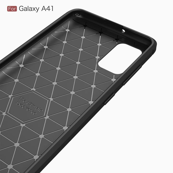 Produktbild König Design Hülle Handy Schutz für Samsung Galaxy A41 Case Cover Bumper Carbon Optik Blau (Samsung Galaxy A41)