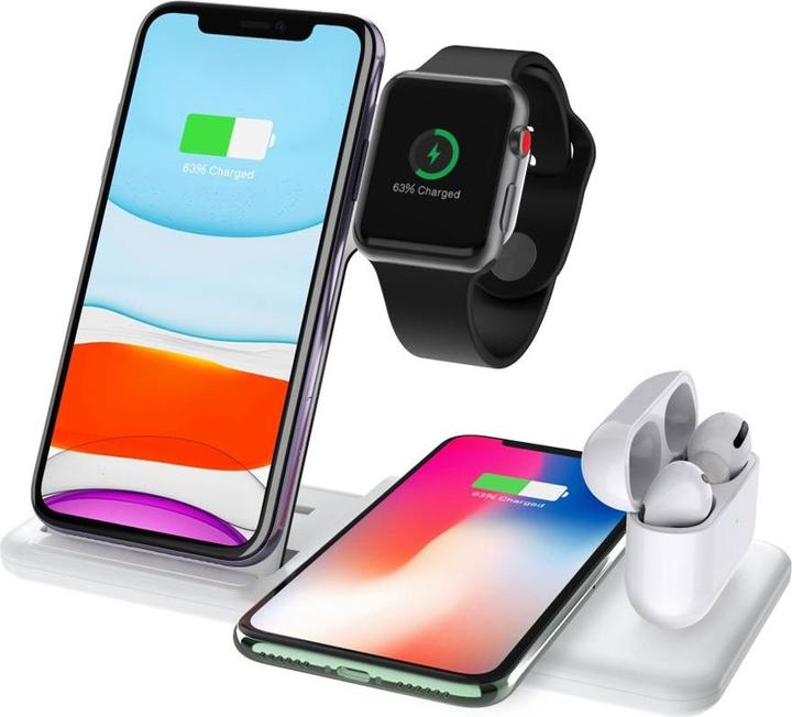 Apfelkiste Qi Fast Charging Ladegerät Dockingstation Apple Watch / Smartphone / AirPods 15W - 4in1 (15 W)