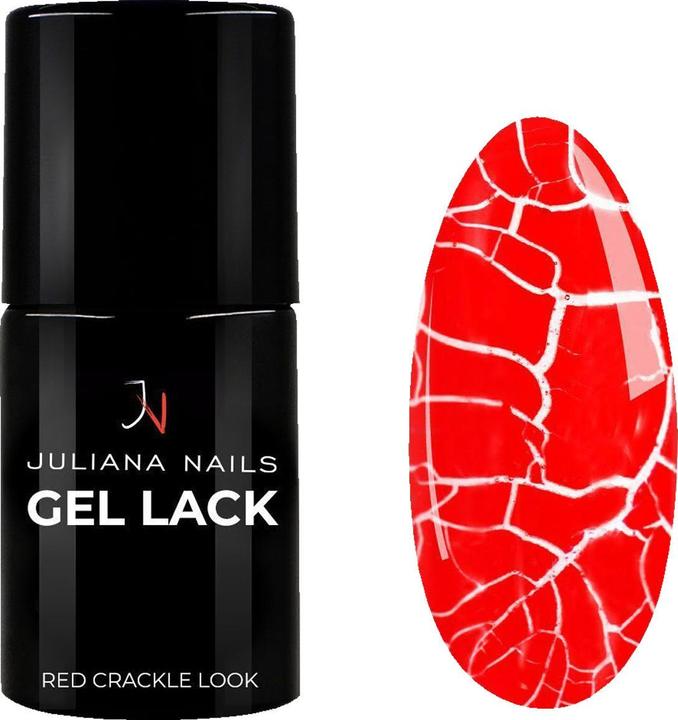Juliana Nails Gel Lack Red Crackle Look (Red Crackle Look, Gel-Effekt Nagellack)