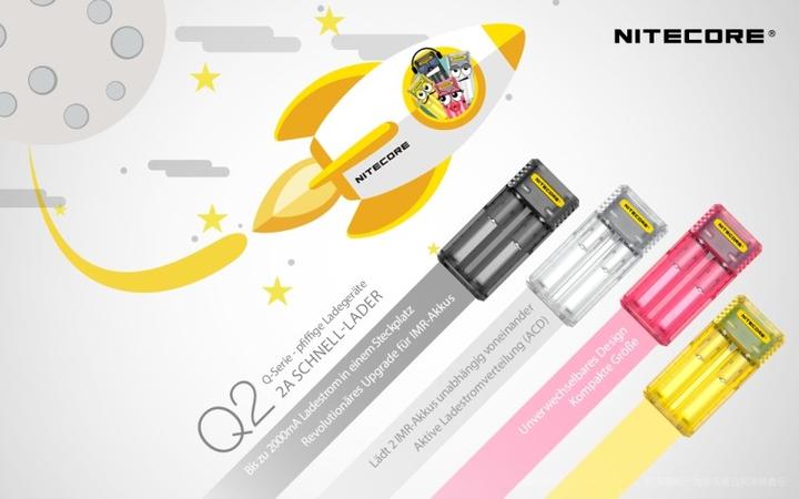 Actual product image Nitecore Q2 - Schnelladegerät für Li-Ion Akkus, 2 Schachtlader - 4 Farben zur Auswahl (1 pcs., Chargers without battery)