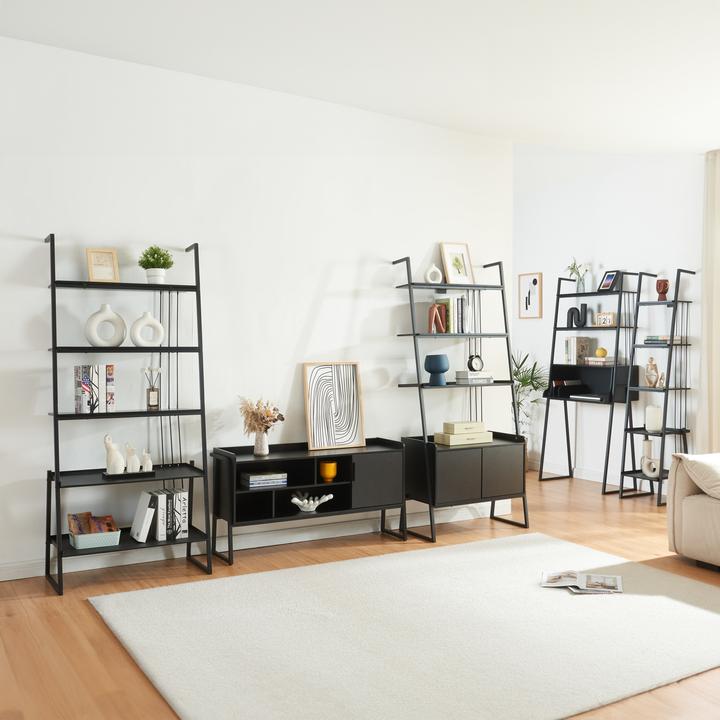 Produktbild En.Casa Möbelset Storfjord 5-tlg. 1xSchreibtisch, 3xRegal, 1xTV Schrank