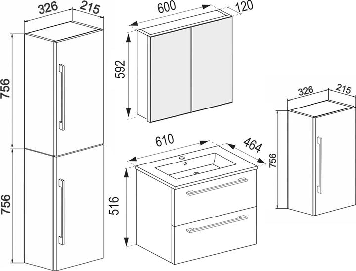 Image du produit VCM Ensemble de 5 meubles de salle de bain