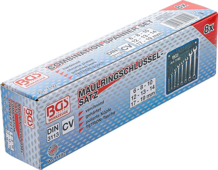 Produktbild BGS Maul-Ringschlüssel-Satz SW 6 - 19 mm 8-tlg. (19 mm, 6 mm, 12 mm, 14 mm, 16 mm, 10  mm, 18 mm, 7 mm, 17 mm, 11 mm, 15 mm, 8 mm, 9 mm, 13 mm)