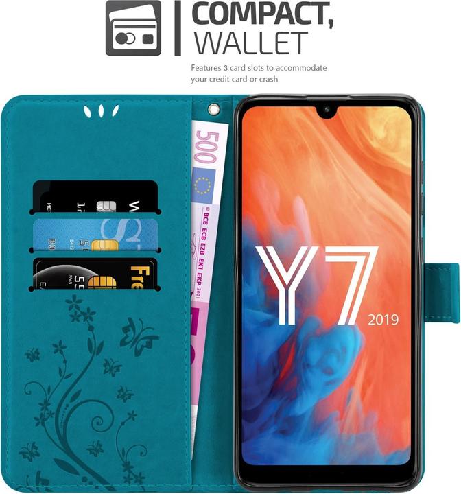 Produktbild Cadorabo Flower Book Hülle für Huawei Y7 2019 / Y7 PRIME 2019 (Huawei Y7 (2019), Huawei Y7 Prime (2019))