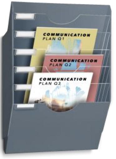 Image du produit Cep Porte-brochures mural ReCeption, DIN A4, 6 compartiments, gris (24 x 32 cm)