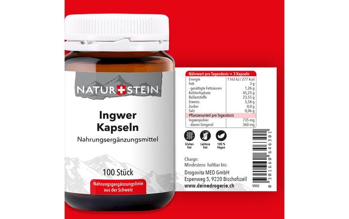 Immagine prodotto Naturstein Capsula di zenzero (100 Pezzo/i, Pillole, 147 g)