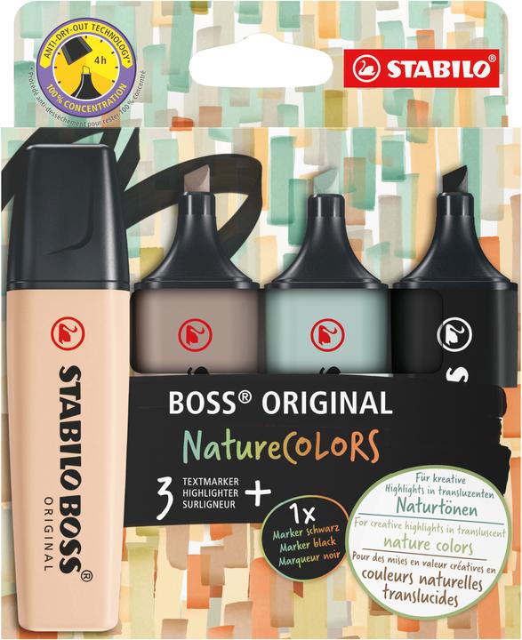 STABILO BOSS NATURE COLORS - Lichtmarkierung (farbsortiert, 5 mm, 4 x)
