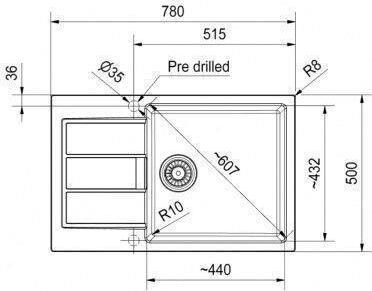 Productafbeelding Franke Sirius 2 (78 cm, 50 cm)