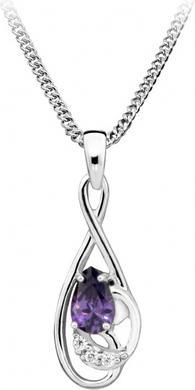 Silver Cat Fashion necklace with amethyst zircon SC402