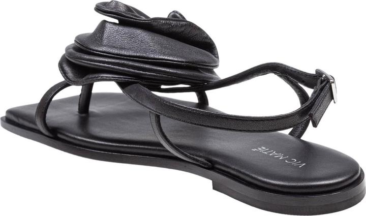 Actual product image Vic Matie square open sandal in leather with applied flower color black (39)