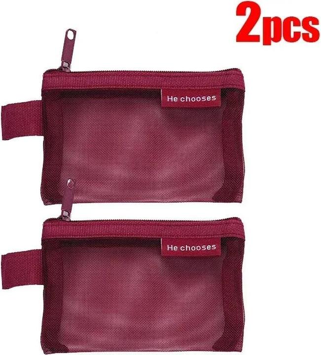 Only-Bags.Store 2 Pcs Mini Mesh Lagerung Taschen Multi-farbe Tragbare Mäppchen Halter Münze Kosmetik Schmuck Reise