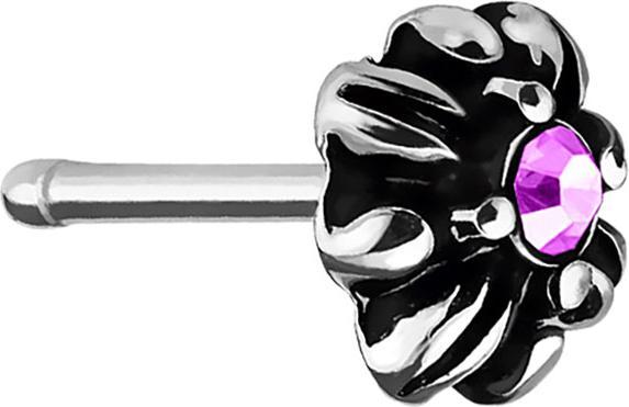 Immagine prodotto Star Piercing Nasenstecker gerade silber Tribal Kreuz mit Kristall pink (Ottone, Acciaio chirurgico 316L)