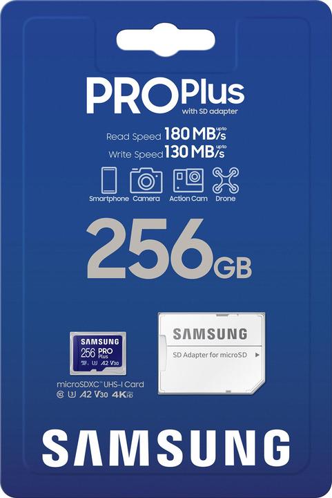 Actual product image Samsung PRO Plus (256 GB, microSDXC, U3, UHS-I)