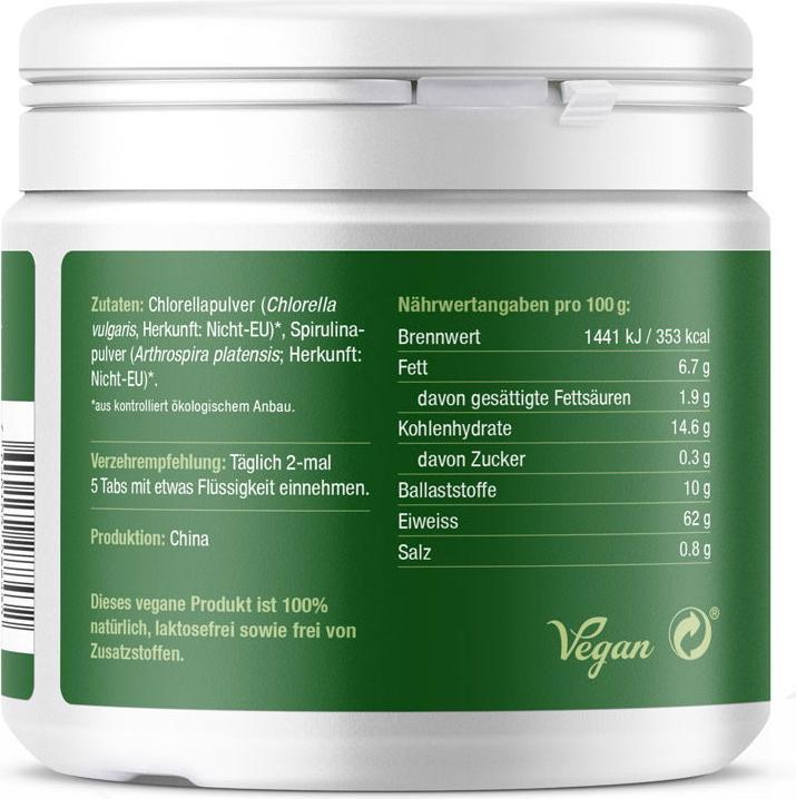 Nutritional values and ingredients Effective Nature Bio Mikroalgenmix (480 Piece, Pills, 480 g)