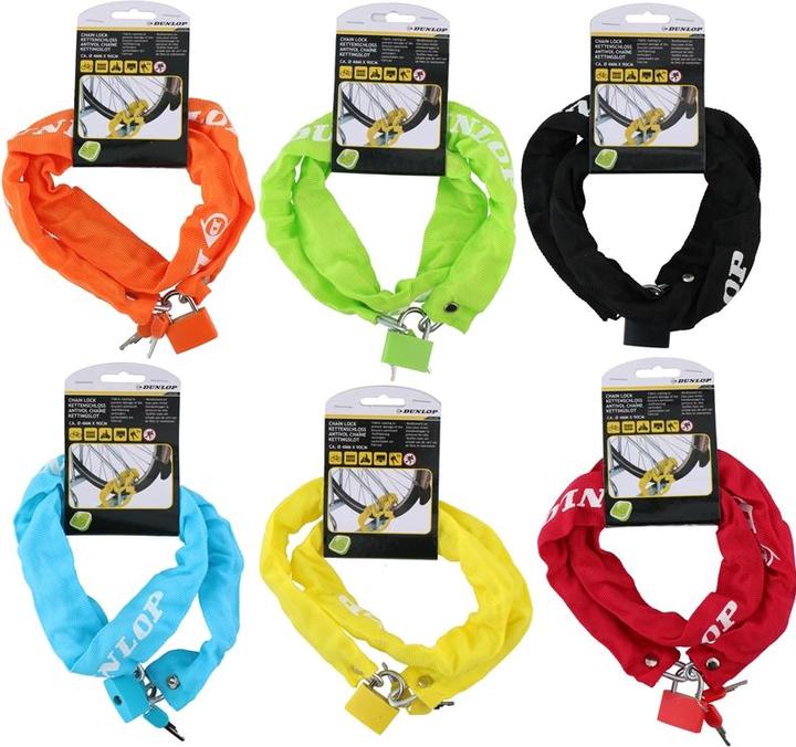 Dunlop Thiebstahlsicheres Fahrradschloss 90 cm (Gelb) (90 cm)