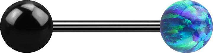 Image du produit Star Piercing Micro Barbell noir avec boule et boule opale bleue (sans laiton)