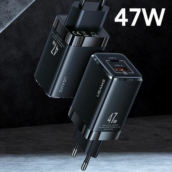 Produktbild Usams Ład. siec. T41 USB-C+USB GaN 47W PD+QC (only head) Fast Charging biały/white CC137TC02 (US-CC1 (47 W)