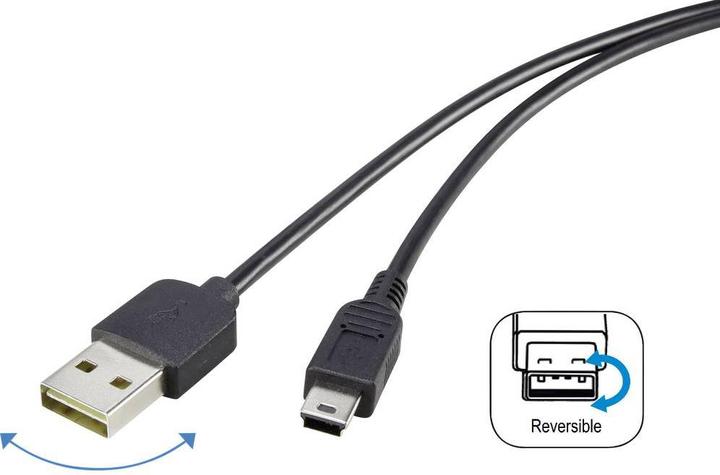 Produktbild Renkforce USB 2 A/Mini-B Anschlusskabel 1.8 m mit Wende-Stecker - Kabel nie wieder falsch herum einstecken (1.80 m, USB 2.0)