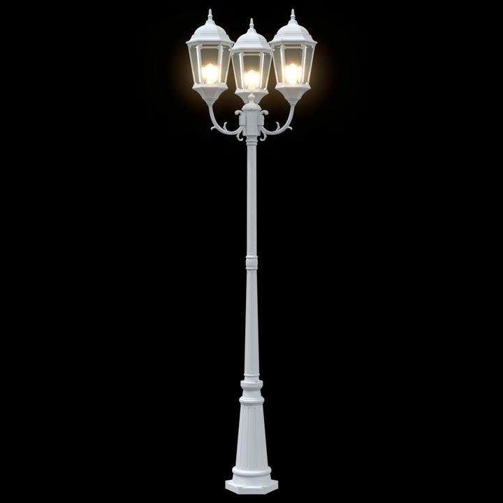 Produktbild VidaXL Garten Lichtmast 3-Lampe E27 Weiss 220 cm Aluminium (E27, IP55)