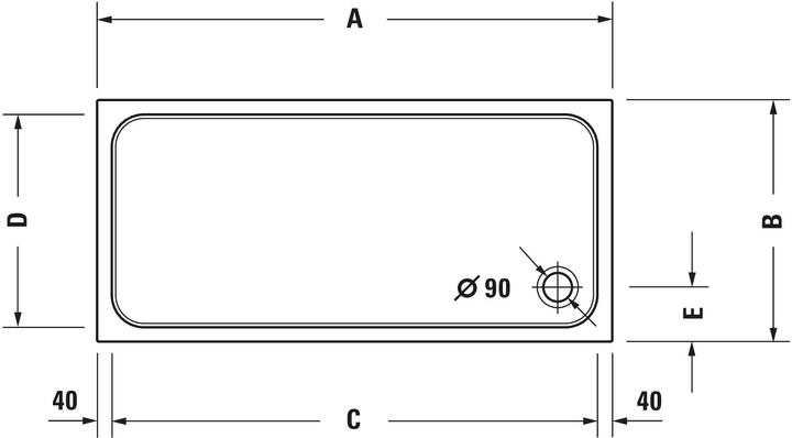Actual product image Duravit Shower tray D-Code 1700 x 700 x 85 mm white smooth 7200960000000