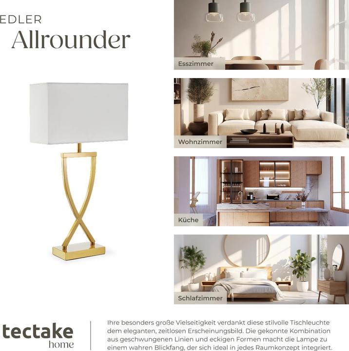 Image du produit tectake lampe de table Avina, design moderne, 60W (E27)