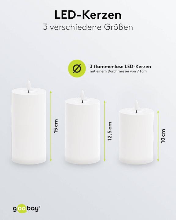 Produktbild Goobay 3er-Set LED-Kerzen (3 x)